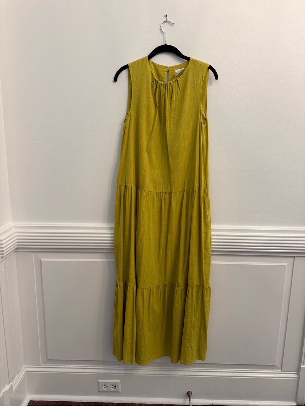 John Lewis Sleeveless Tiered Maxi Dress in Mustard